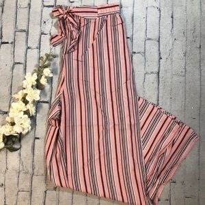 striped pants w/ tie waist